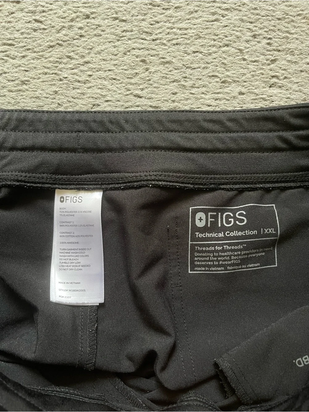 Figs Men's Black Jogger Pants with White Drawstring